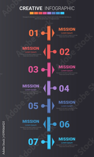 Timeline business for 7 day, 7 options, Timeline infographics design vector and Presentation business can be used for Business concept with 7steps or processes. 