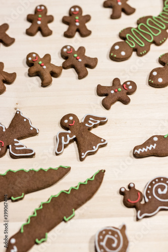 Art of home made christmas gingerbread - gingerbread men and animals