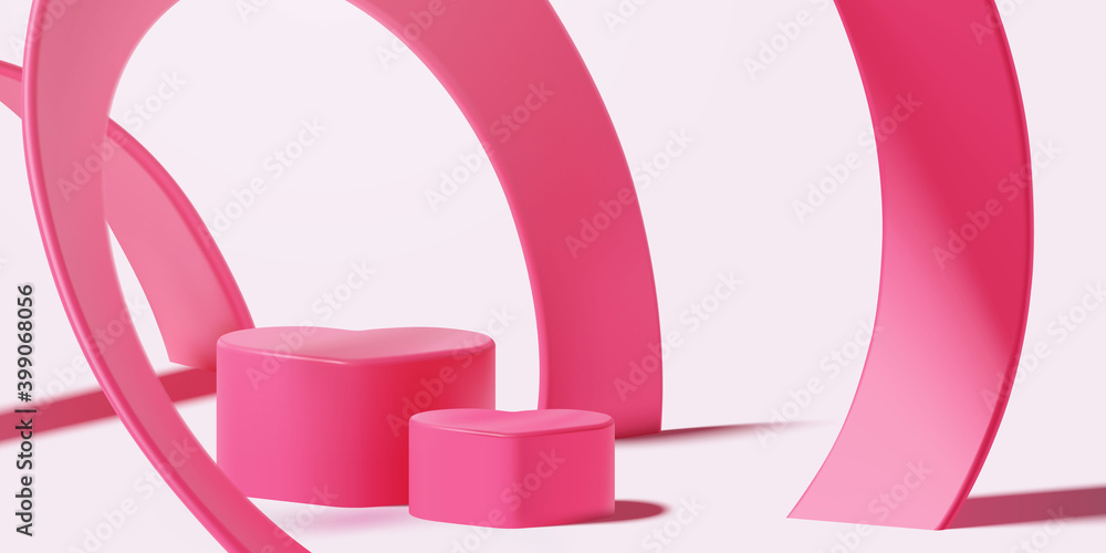 Beautiful empty pink realistic podium scene for valentine's day product display presentation vector Beautiful empty pink realistic podium scene for valentine's day product display presentation vector