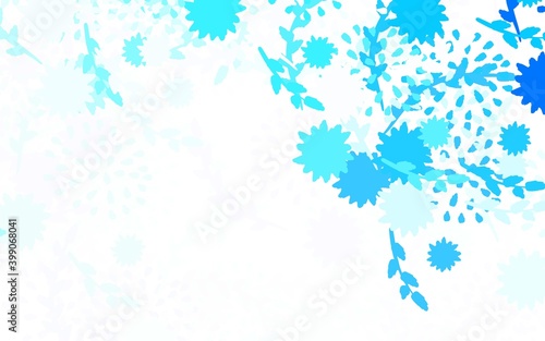 Light BLUE vector doodle texture with flowers, roses.