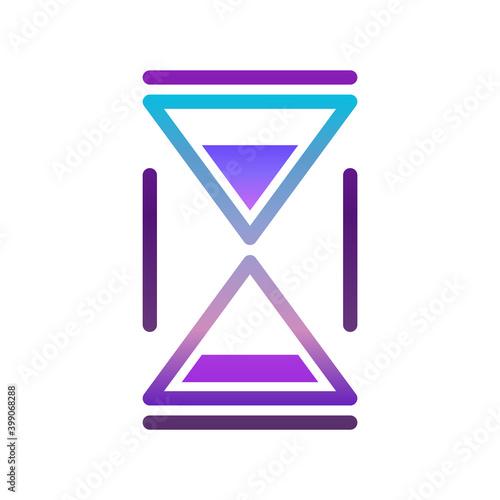 Minimalistic hourglass icon in retro wave coloring. Simple linear image, strict straight lines. Isolated vector on white background.
