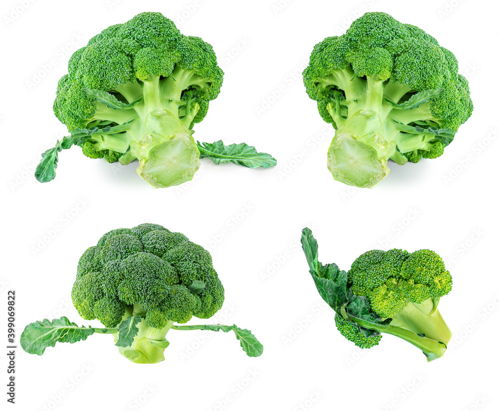 Broccoli vegetable isolated on white background. Raw green broccoli close up Broccoli vegetable isolated on white background. Raw green broccoli close up