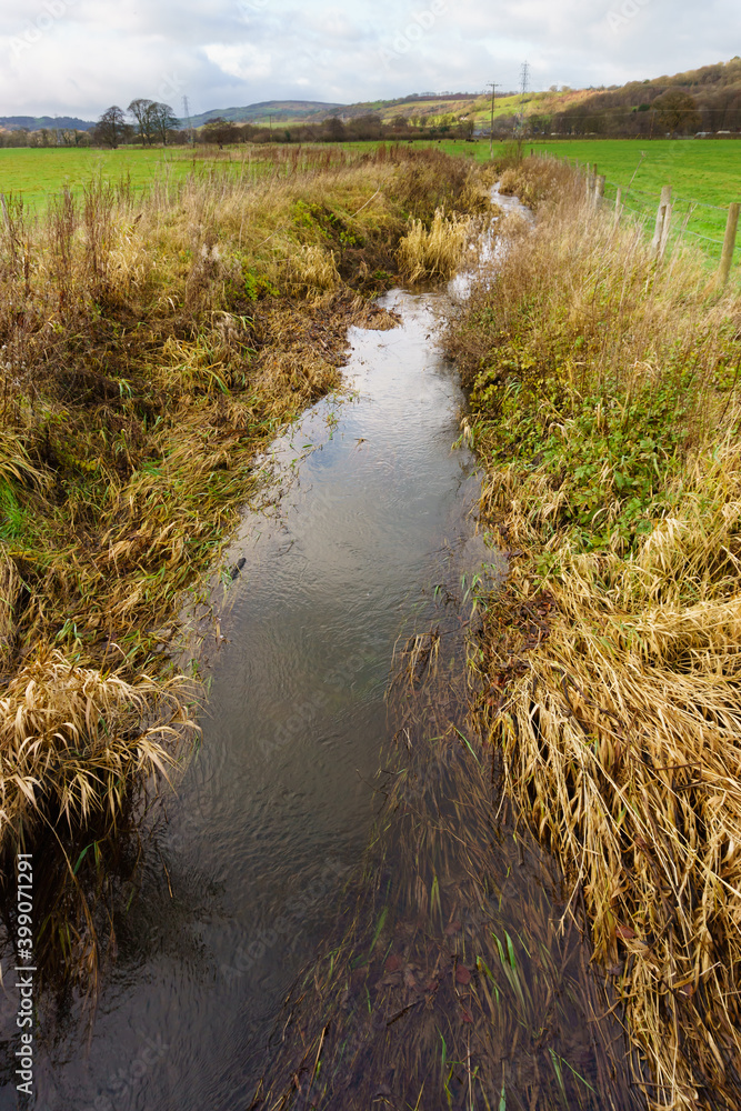 Agricultural drainage ditch to remove excess water from waterlogged