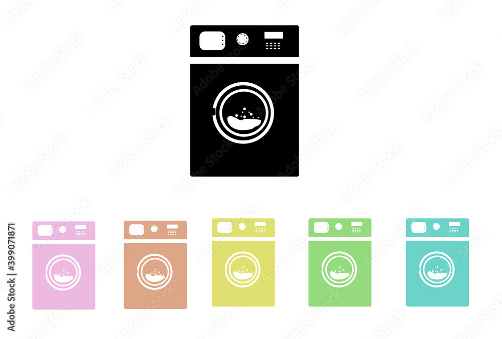 Washing Machine Icon, Black and White Washing Machine Icon, Black and White