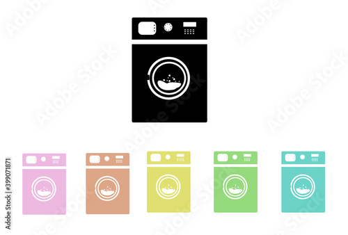Washing Machine Icon, Black and White