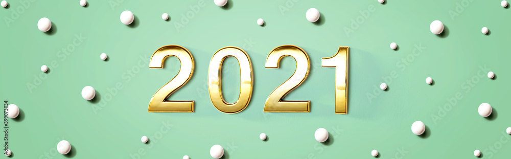 Obraz premium 2021 new year theme with white candy dots - flat lay
