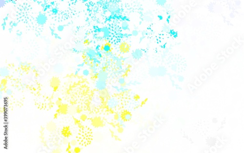 Light Blue  Yellow vector doodle background with flowers  roses.