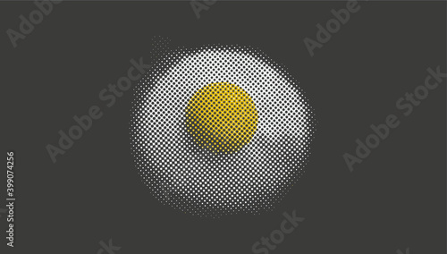 egg halftone /Halftone egg pan in dots to view Background. Monochrome Vintage Texture. Pop-art Pattern. Abstract Black and White , yellow Overlay. Vector illustration 