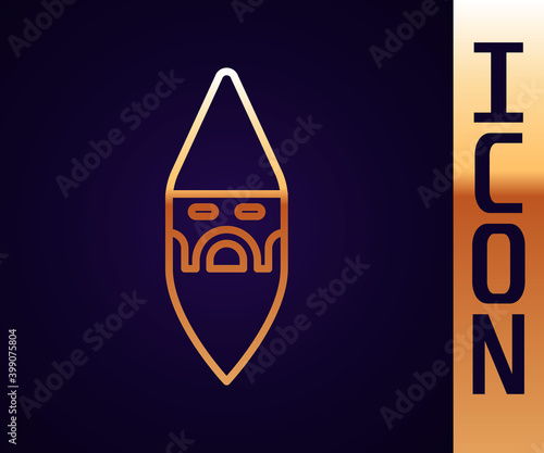 Gold line Wizard warlock icon isolated on black background. Vector.