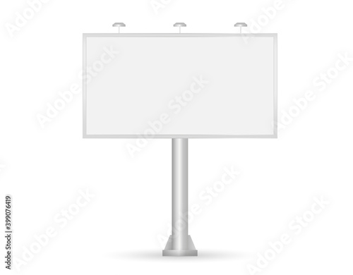Vector realistic outdoor Billboard isolated on white background. Mockup. Big horizontal banner for advertising. Screen for presentation and advertising. Empty template. Front view. EPS 10.