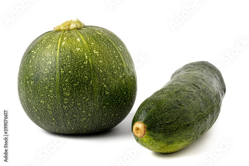 green zucchini isolated on white background
