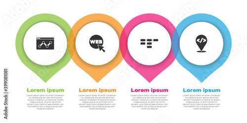 Set Website statistic, and graphic design, Site map and Front end development. Business infographic template. Vector.