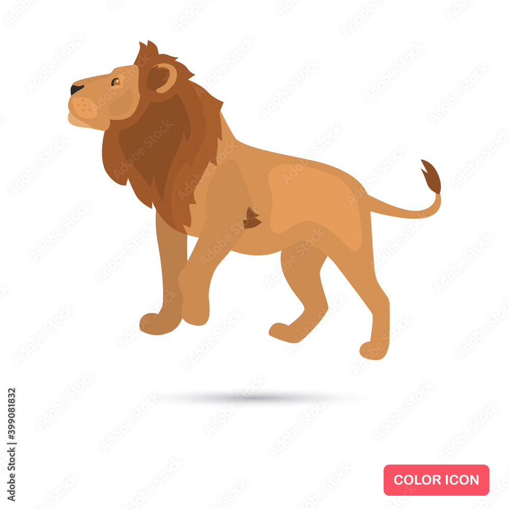 Lion animal color flat icon Lion animal color flat icon
