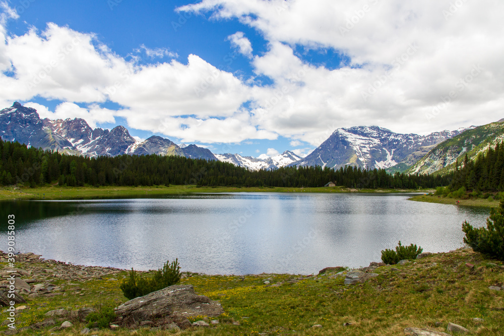 Alpine lake with mountain landscape