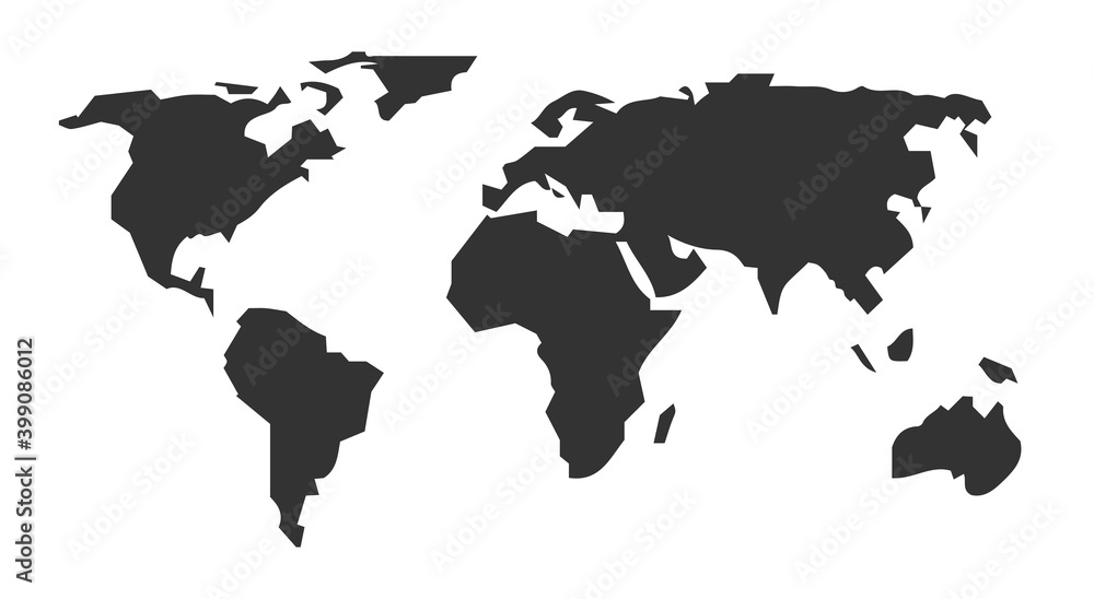 world map silhouette vector illustration isolated on white background