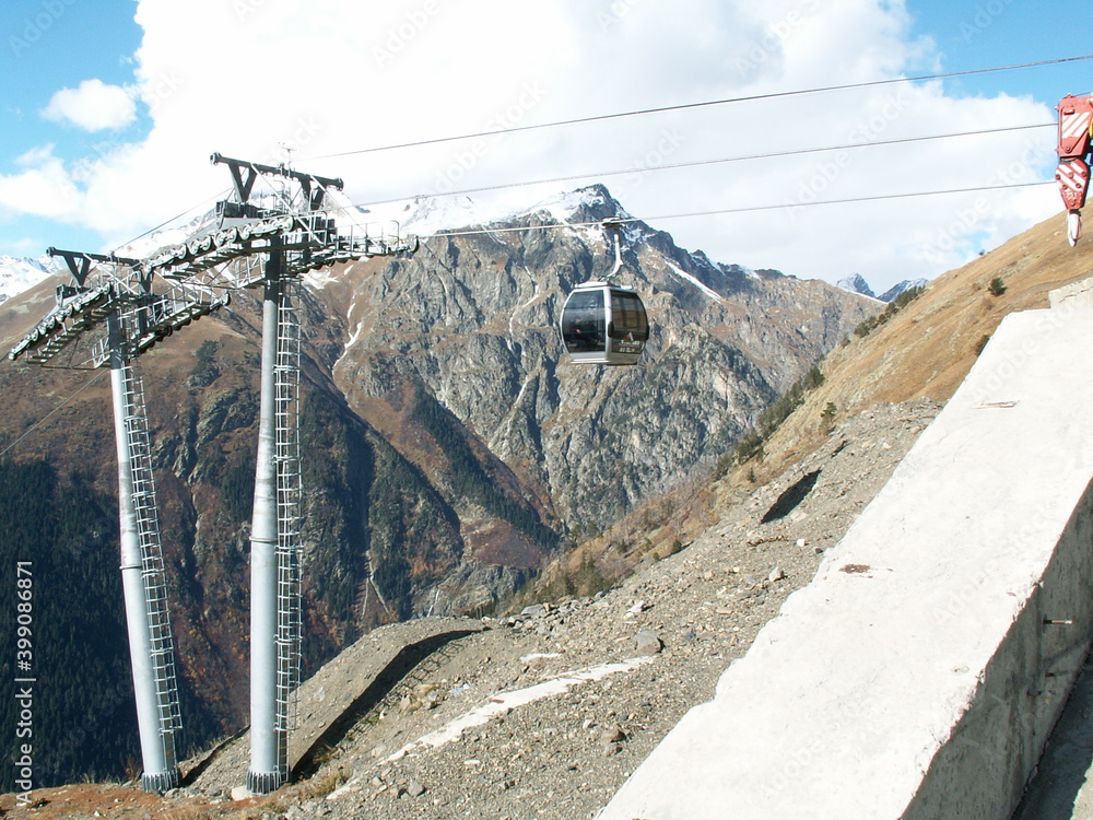 Fototapeta premium ski resort in the russian mountains