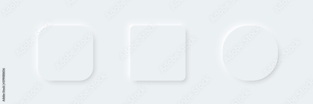 3D vector buttons neumorphic design. Geometric shapes: circle, square, .rectangle on white background with light shadows. Web elements geometry modern trend tree-dimensional design. 3D vector buttons neumorphic design. Geometric shapes: circle, square, .rectangle on white background with light shadows. Web elements geometry modern trend tree-dimensional design.