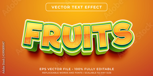 Editable text effect in fruit cartoon text style