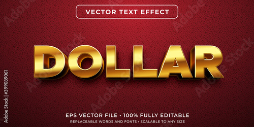 Editable text effect in gold dollar style