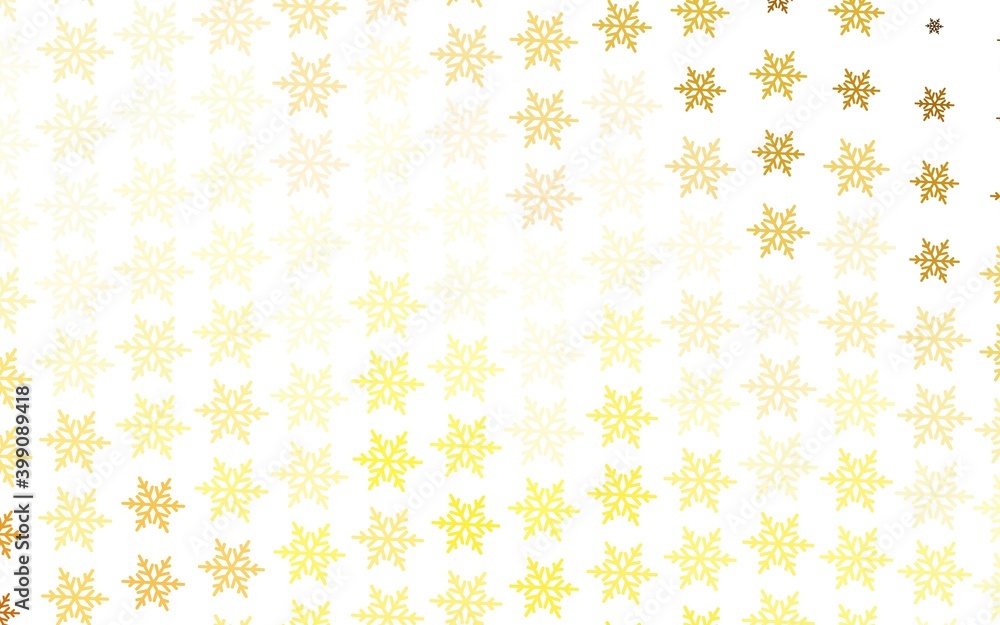 Light Yellow vector texture with colored snowflakes, stars.