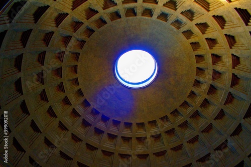 The dome in the Pantheon. Rome Italy.