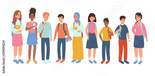 Happy group of university multicultural student © PlanetOfVectors