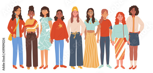 Multinational women standing together.