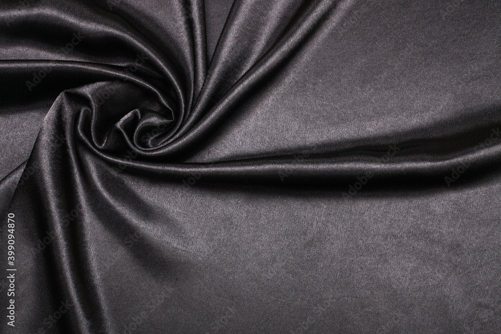 Black wave silk fabric horizontal background Black wave silk fabric horizontal background