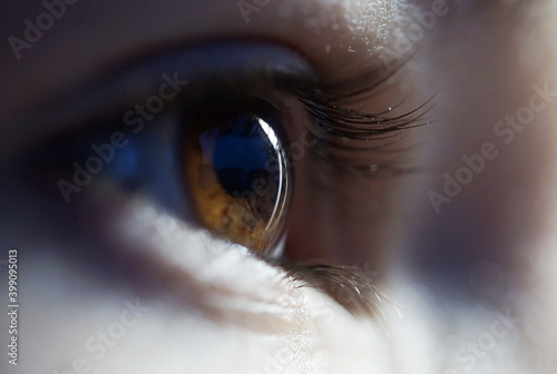 close up of brown eye
