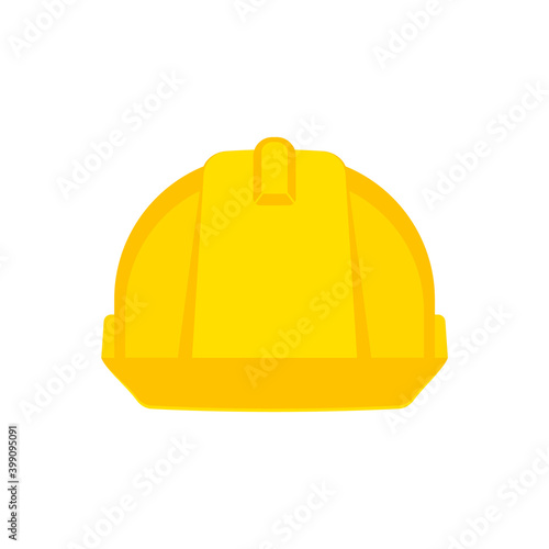 Yellow safety construction helmet. Front view construction helmet Vector illustration.