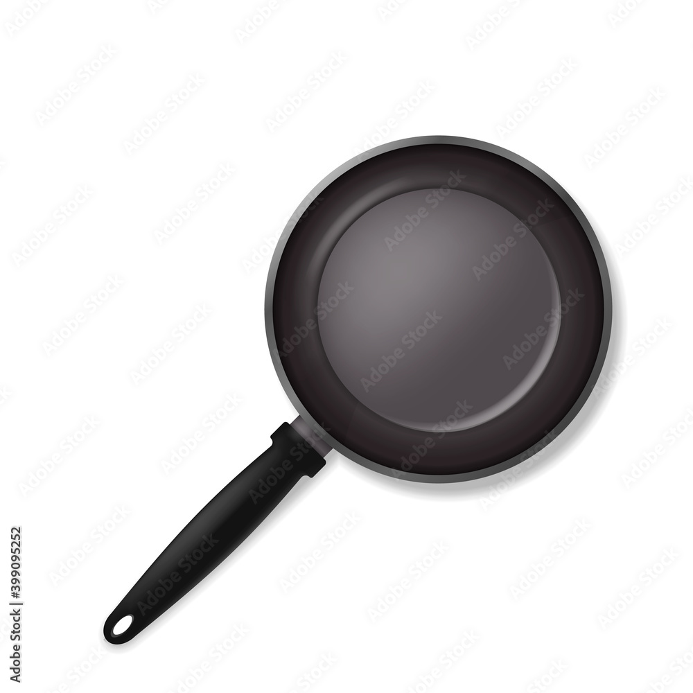 Top view of empty frying pan isolated on white background. Vector illustration. Top view of empty frying pan isolated on white background. Vector illustration.