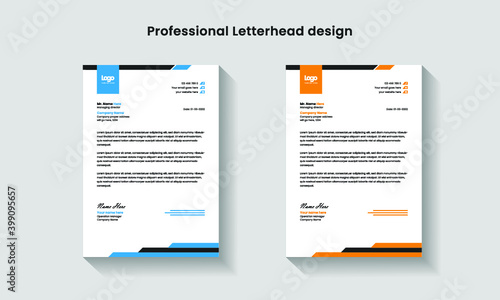 professional modern creative abstract clean colorful letterhead design template