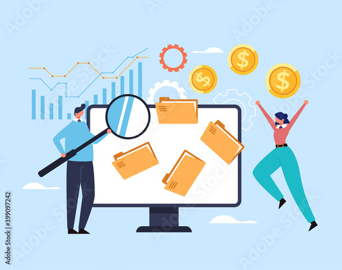 Enterprise new business start up strategy development financial analytics planning organization concept. Vector flat graphic design illustration