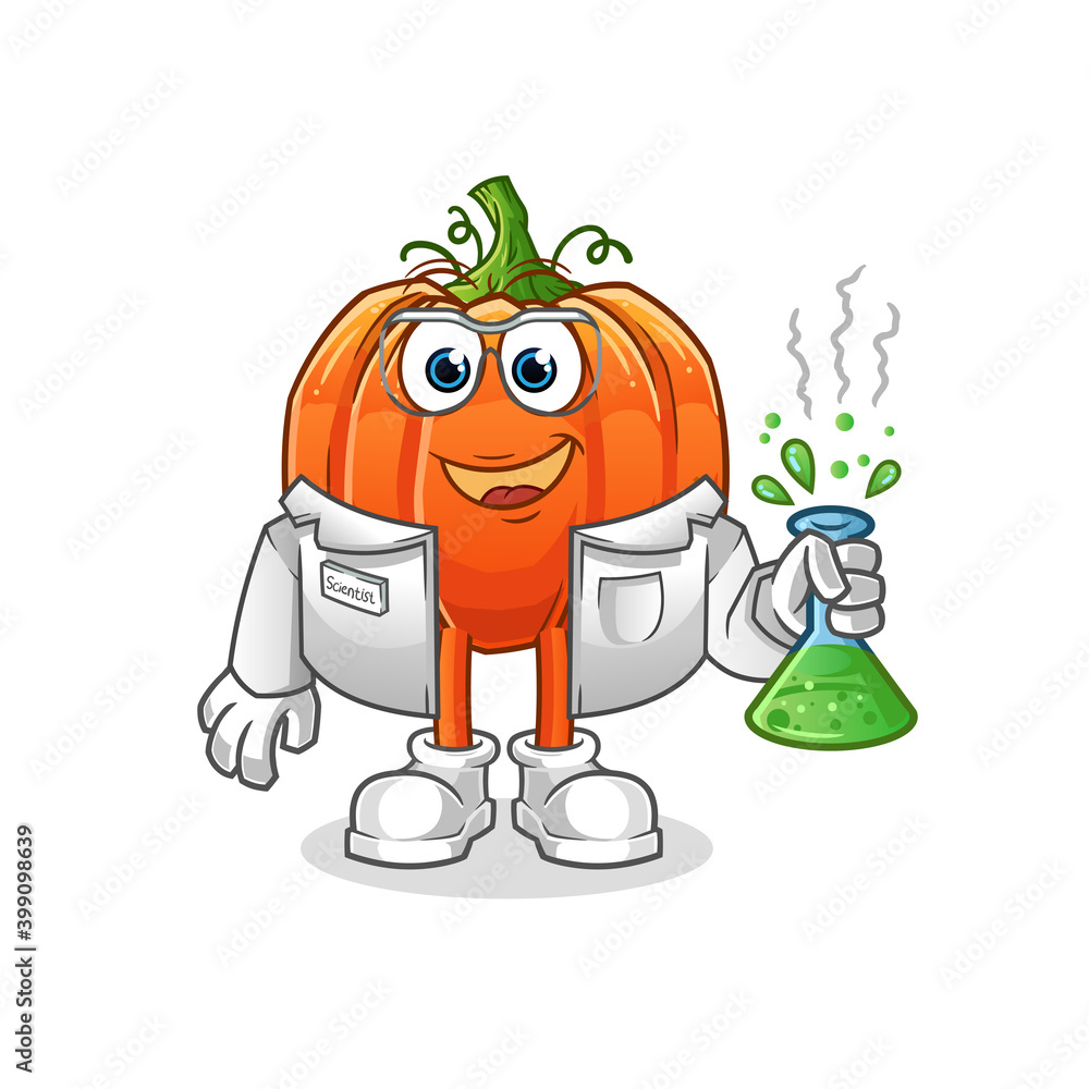 Obraz premium pumpkin scientist character. cartoon mascot vector