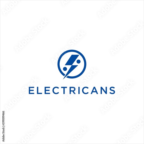 Modern Electricans Logo Design Vector with Storm Thunder Concept Illustration © sarifah