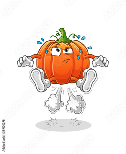  pumpkin fart jumping illustration. character vector