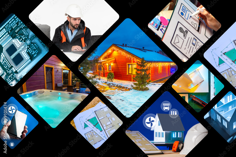 Background on theme of modern construction. Background is composed of