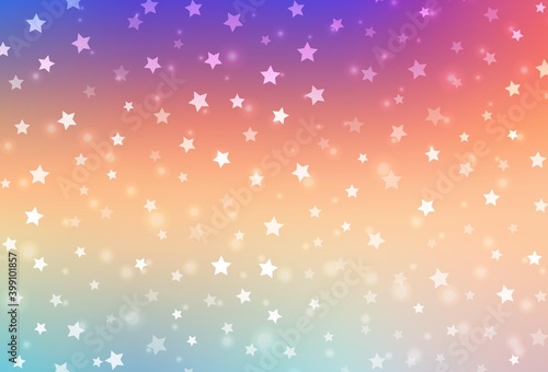 Light Multicolor vector background with xmas snowflakes, stars.