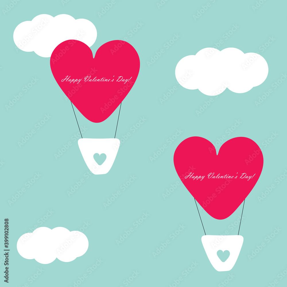 Valentines day background hearts in sky vector illustration