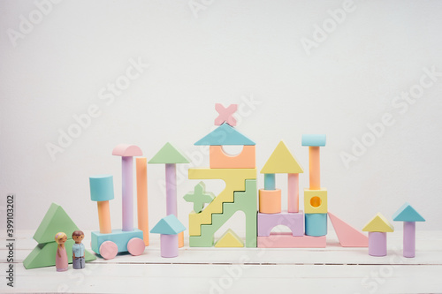 Wooden colorful constructor for children. Toys without the use of plastic. Zero waste toy.