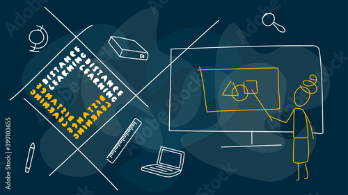 Virtual background for video conferencing. Banner template for posts, story. Distance learning or education. Template for courses or webinars