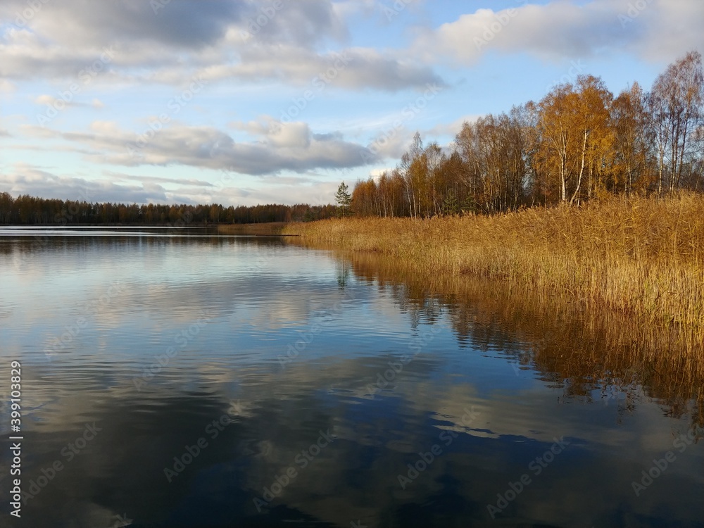 autumn landscape with lake