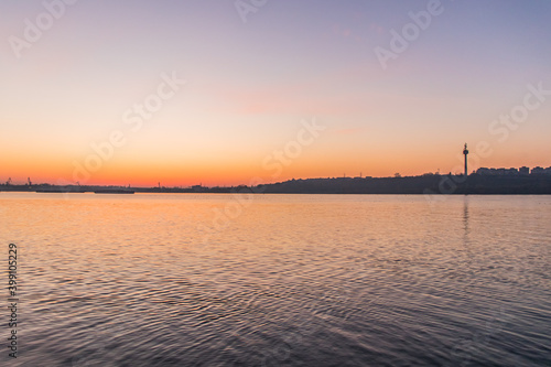 Galati Town and Danube River in sunset  Romania