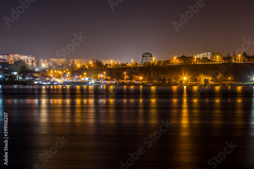 Galati Town and Danube River by night, Romania