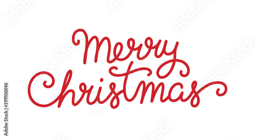 Merry christmas hand lettering calligraphy isolated on white background. Vector holiday illustration element.
