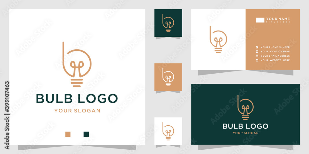Initial b light bulb logo design and business card Initial b light bulb logo design and business card