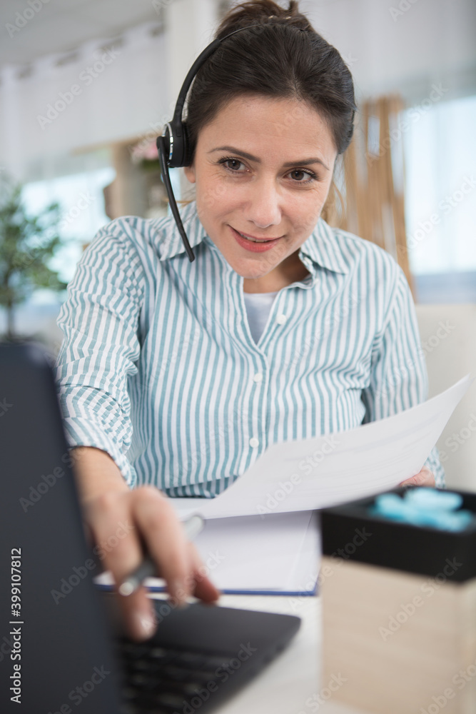 call center operator with headphones call center operator with headphones
