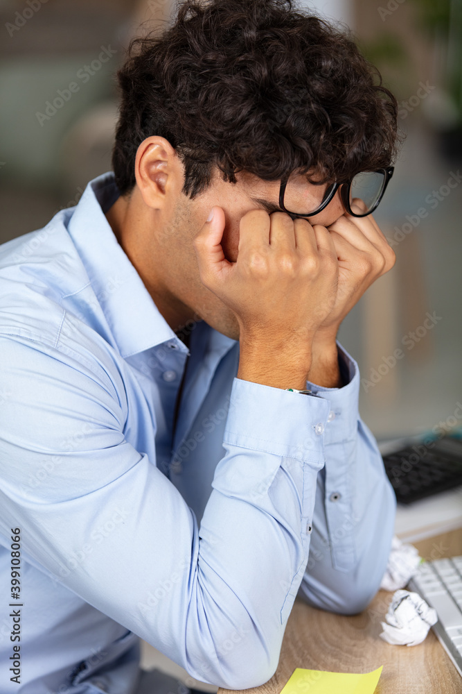 worried stressed businessman at the office worried stressed businessman at the office
