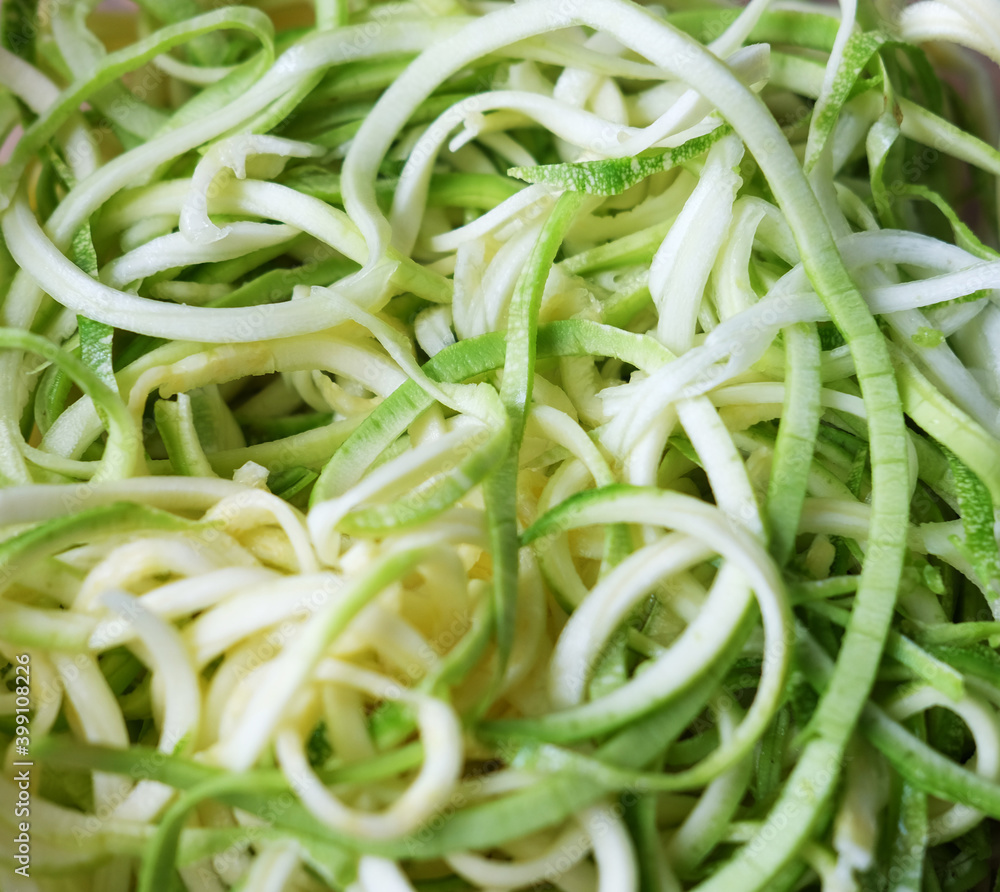 sliced zucchini, spiral, diet food, low-carb nutrition sliced zucchini, spiral, diet food, low-carb nutrition