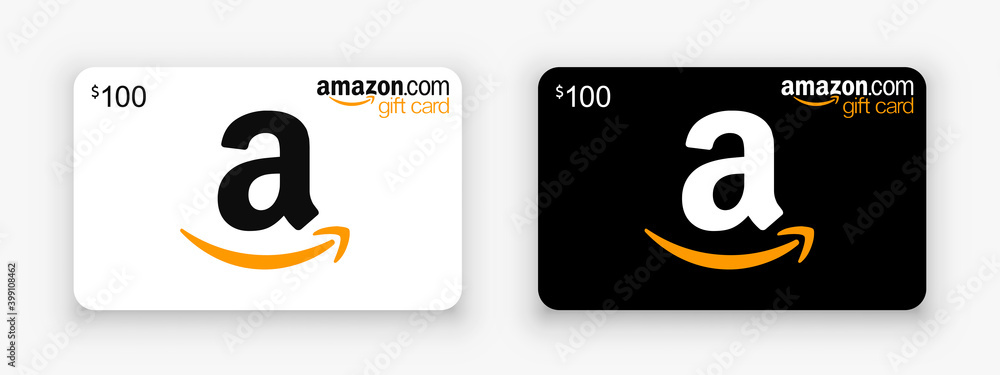Vetor de Kiev, Ukraine - December 13, 2020: Gift card . Black and  white  gift card with shadow isolated. Editorial vector do Stock